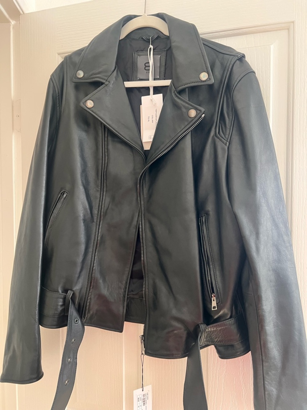 Classic Black Leather Moto Bomber Jacket - 8 by Yoox